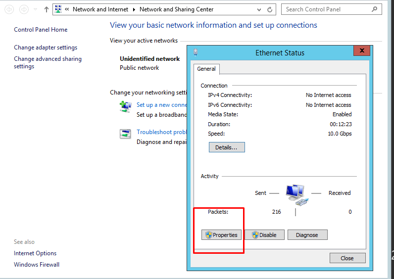 Assign a static IP Address to Windows Server 2012