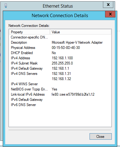 Assign a static IP Address to Windows Server 2012