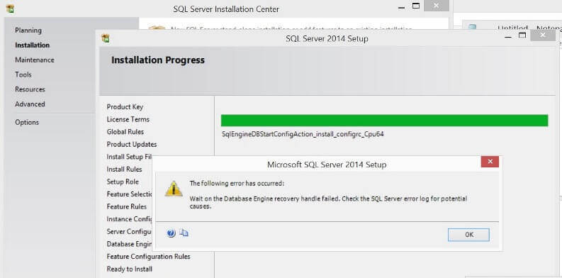 sql server 2016 express installation failed